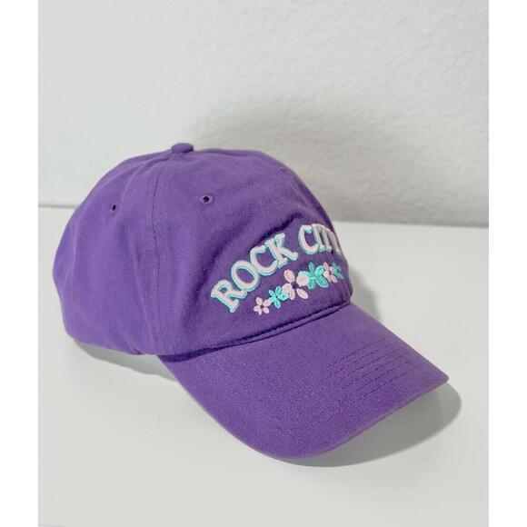 Jhats Women's Baseball Cap Rock City Flowers Purple Hook and Loop Adjustable Hat - Picture 10 of 10